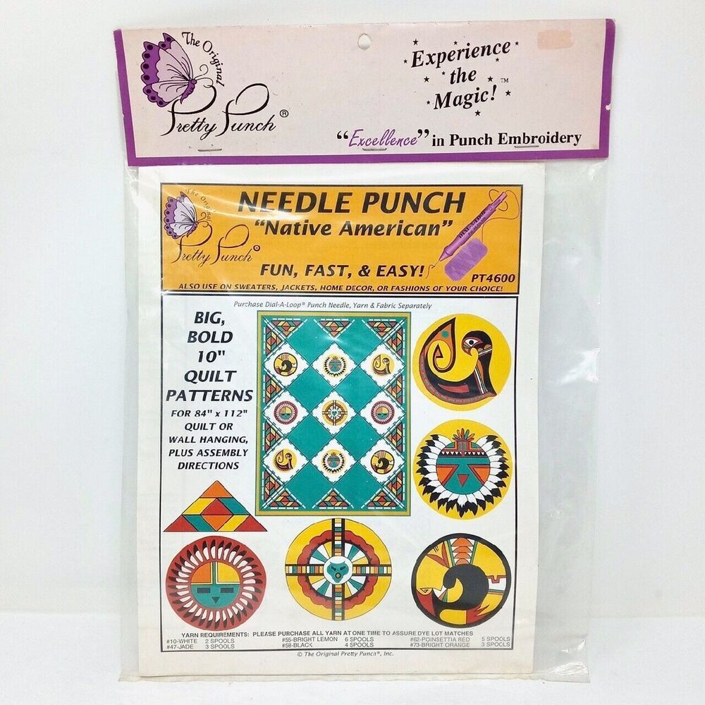 Vintage PRETTY PUNCH Embroidery Kit - Native American Aztec Southwestern Pattern